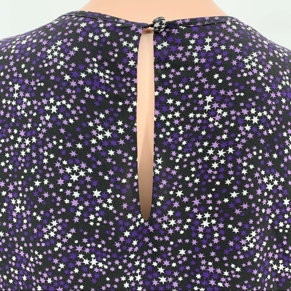 MICHAEL Michael Kors Purple Stars Print Bell Sleeve Tunic Blouse Top Size Medium - Picture 8 of 12